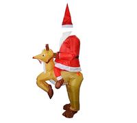 NIYANGLE Inflatable Santa Claus and Elk Costume Party Dress One Fits Adults Reusable Washable Christmas Fancy Dress for Masquerade Carnival Parades No Battery Needed