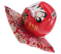 NIYANGLE Japanese Ceramic Lucky Figurine Ornament for Office and Countertop Decoration, Red Doll with Classic Japanese Style, Lovely and Simple Home Decor Accent Style