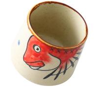 NIYANGLE Japanese Porcelain Teacup Cartoon Hand-Painted Ceramic Sake Cup Fish Design Pottery Cup for Tea and Matcha in Japanese Style