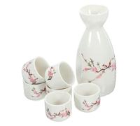 NIYANGLE Japanese Style Ceramic Sake Set 7pcs Wine Cup and Saki Pot with Eco-Friendly Box Traditional Liquor Kettle for Sake Drinking and Entertaining