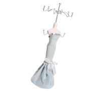 NIYANGLE Jewelry Display Mannequin Stand in Light Blue Wrought Iron for Necklaces and Earrings Storage Organizer Suitable for Retail and Home Use