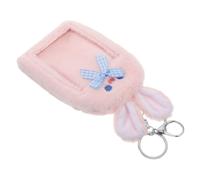 NIYANGLE Kawaii Card Holder Plush Rabbit Photocard Holder Cute Fuzzy Keychain Bunny Accessories Protective Sleeve Case