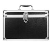 NIYANGLE Large Capacity Makeup Storage Organizer with Secure Buckle, Sl bs and Aluminium Cosmetic Case for Bathroom and Garden Use, Stylish Black Makeup Travel Kit Box