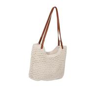 NIYANGLE Large Cotton Yarn Crochet Tote Bag for Women Hollowout Summer Shoulder Bag Spacious Casual Beach Handbag Soft Durable Plain Canvas Tote Stylish Travel Accessory