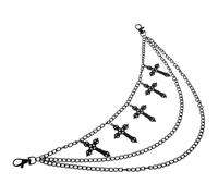 NIYANGLE Layered Hollow Cross Pendant Punk Chain Belt for Men and Women Multi-layer Hip Wallet Chain Accessory Gothic Style for Streetwear
