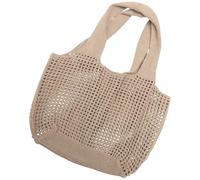 NIYANGLE Lightweight Khaki Knitting Tote Bag for Women, Hollow Woven Design with Convenient and Well Organised Compartments, Summer Tote Bag for Shopping and Parties