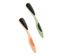NIYANGLE Long Handle Double-Sided Foot File 2-Piece Set Callus Remover for Hard Skin and Cracked Heels Assorted Colors (Toast Orange Green) for Foot Care and Pedicure
