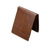 NIYANGLE Mad Horse Leather Short Wallet for Men in Coffee Vintage Style for Daily Use and Credit Card Holder