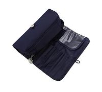 NIYANGLE Makeup Brush Bag and Cosmetic Storage Container, Foldable Travel Cosmetic Case with Roller Wrap Design, Navy Blue Multifunctional Organizer for Women and Travel Use