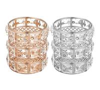 NIYANGLE Makeup Brush Holder 2Pcs Crystal Makeup Brush Organizer Desktop Storage Bucket for Vanity and Bathroom Use