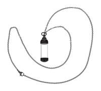 NIYANGLE Memorial Perfume Bottle Pendant Necklace Stainless Steel Glass Urn Casket Pendant Large 40.5mm×12mm with Chain Unisex Funeral Jewelry