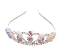 NIYANGLE Mermaid Headpiece Sea Shell Crown Headband 3d Seashell Shape Silver Alloy Rhinestone Sequins Lightweight Material Ocean Theme Dreamy Princess Look for Cosplay Party and Halloween