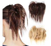 NIYANGLE Messy Bun Hair Pieces with Realistic Design for Women 2 Pcs Elastic Ponytail Hair Accessories Made of High-temperature Fiber, Comfortable to Wear for Elegant Updo Hairstyles