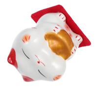 NIYANGLE Mini Ceramic Cat Statue Cute Chinese Style Lucky Ornament