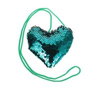 NIYANGLE Mini Heart Shaped Sequin Purse with Secure Hanging Strap for Little Sparkly Crossbody Bag for School Travel Shopping Functional Coin Wallet and Small Present Holder