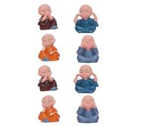 NIYANGLE Mini Resin Buddha Figurines Set of 8 Tiny Monk Sculptures for Spiritual and Home Decoration Featuring Chinese Style Four Little Monks
