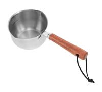 NIYANGLE Mini Sauce Pan Stainless Steel 200ml Small Pot with Builtin Measuring Cup and Wood Handle Compact Design for Camping Trips and Small Kitchens