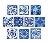 NIYANGLE Morocco Style Tile Stickers 10Pcs Self Adhesive Vinyl Decals for Bathroom and Kitchen Splash-Proof Walls 10X10Cm