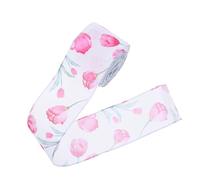 NIYANGLE Mother's Day Ribbon Floral Pattern Ribbon Flowers Polyester Iron Wire Easy to Cut Easy to Tie White for Bows and Flower Bouquets