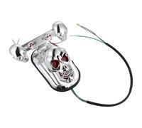 NIYANGLE Motorcycle Skull Tail Light with Turn Signal Lamp and Brake Light, Yellow Electroplated Skull Design, Metal and Plastic Material, Low Power Consumption and Long Lifespan,
