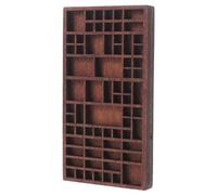 NIYANGLE Multi Compartment Wooden Box Rock Display Case Accessories Storage Box Coffee Color Elegant Decorative Design Accommodates Different Specimen Sizes Display Case for Home Decor