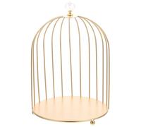 NIYANGLE Multi-Purpose Gold Bird Cage Cake Stand with Cosmetic Organizer Suitable for Office Desk and Wedding Events