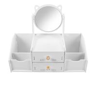 NIYANGLE Multifunctional Makeup Mirror Cosmetic Organizer Vanity Storage Box for Countertop and Vanity Table for Daily Makeup Routine