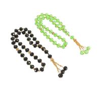 NIYANGLE Muslim Prayer Beads Religious Ornament with 33 Glass Beads 2pcs Smooth and Comfortable Grip Tasbih Bracelet Decorative and Visually Appealing for Daily Prayer and Home Settings