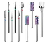 NIYANGLE Nail Drill Bits Set Removes Dead Skin for Pen-type Nail Polishers 10pcs Tungsten Steel and Emery Material with Little Friction and Heat, Manicure Grinding Tool for Home Use