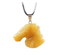NIYANGLE Natural Stone Horse Head Pendant Necklace for Women Featuring Lightweight Rope Material, Chic Design for Jewelry Making and Gift for Xmas Random Color