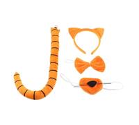 NIYANGLE Orange Kitten Costume Set with Cat Ears Headband, Tail, Nose and Bowtie, Cloth Material for Group Games and Preschool Events, Easy to Detach and Wash, Suitable for Adults