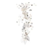 NIYANGLE Pearl Hair Bow Wedding Hair Accessories Featuring a Comfortable Lightweight Pearl Bridal Headband with Decorative White Leaf Design, for Brides and Bridesmaids at Parties