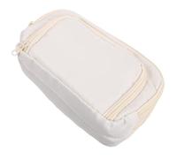 NIYANGLE Pencil Bag for Artists and Students with Three Sections Beige | Polyester Build, Lightweight Large Capacity, Travel and Home Use, Stationery and Art Supply Organisation