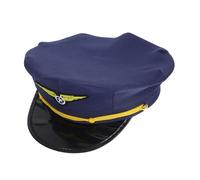 NIYANGLE Pilot Costume Hat Octagonal Blue Airline Captain Cap for Adults Lightweight and Low-maintenance Cosplay Accessory for Halloween Theater Shows and Masquerade Parties