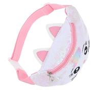 NIYANGLE Pink Glitter Waist Bags Lightweight Handsfree Convenience Princess Style Cat Shape Polyester Pu Sequin Cartoon Purse Stitch for Birthdays and Holidays
