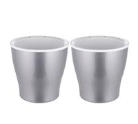 NIYANGLE Plastic Self Watering Flower Pot Silver 2pcs Water Storage Pot Plastic Planter Cold-resistant High-tenacity for House Plants, Home Gardening