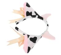 NIYANGLE Plush Cow Ears Headband with Bowknot Ribbon and Bells for Parties | White Cow Shape, Gentle on Hair and Scalp, Elastic Fit, for Adults Photoshoots