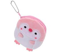 NIYANGLE Plush Penguin Coin Purse Small Portable Zipper Wallet Cute Pink Change Pouch and Adults