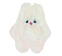NIYANGLE Plush Rabbit Coin Purse with Zipper, Adorable White Cartoon Coin Pouch and Makeup Bag for Women, Soft Cash Storage Pouch Preventing Items from Falling, for Shopping and Travel