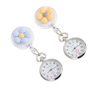 NIYANGLE Pocket Watches Zinc Alloy Material, Large Black Arabic Markers 2pcs Clip-on Quartz Movement for Easy Reading, Stylish Flower Design, Retractable and Easy to Carry Nurse