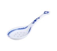 NIYANGLE Porcelain Ceramic Soup Spoon 8.3 Inch Blue and White with Long Handle for Public Dining and Home Kitchen Utensils Easy to Clean