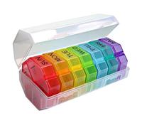 NIYANGLE Portable 28-Compartment Large Pill Organizer, 7-Day Weekly Medicine Dispenser Box with Rainbow Plastic, Practical Storage Case for Vitamins and Daily Outdoor Use