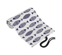 NIYANGLE Portable Canvas Roll Pencil Case Organizer with Slots Cartoon Saury Pattern Space-Saving Drawing and Coloring Pencil Storage Holder Gift for Artists and Students