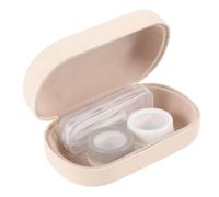 NIYANGLE Portable Contact-Lens Box Kit Cream Color Anti-Crush Lens Storage Case with Tools for Travel Home Use Easy Carry for Family and Friends