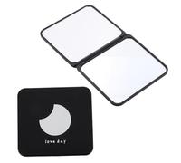 NIYANGLE Portable Folding Makeup Mirror Dual-sided Vintage Compact Mirror for Pocket 2pcs with High Definition Magnification in Black Plastic and Aluminium, for Travel and Purse Use