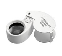 NIYANGLE Portable Folding Metal LED Illuminated Loupe Jewelry Magnifier with White Light Silver Compact Magnifying Glass for Detailed Inspection