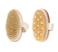 NIYANGLE Practical Shower Brush for Deep Body Cleaning and Skin Elasticity Improvement 2pcs with Wooden Handle and Nylon Bristles for Bathing and Massage