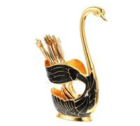 NIYANGLE Premium Alloy Swan Coffee Spoon with Holder Smooth Surface Dessert Spoons for Mixing Cake Salad Party Use Vintage Style Tableware for Weddings and Celebrations