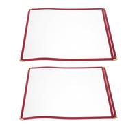NIYANGLE Price Paper Protectors 2Pcs A4 PVC Menu Covers with Red Insert for Food Service and Dining Table Menu Display