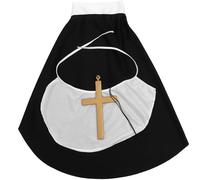 NIYANGLE Priest Costume Accessory Set Comfortable and Creative Festival Outfit for Adults Halloween Includes Cloth and Wood Cross Pendant with Black Neckerchief Head Wrap for Party